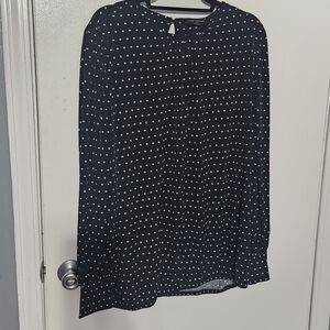 Lane Bryant Blue Buttoned Blouse with Mandarin Collar